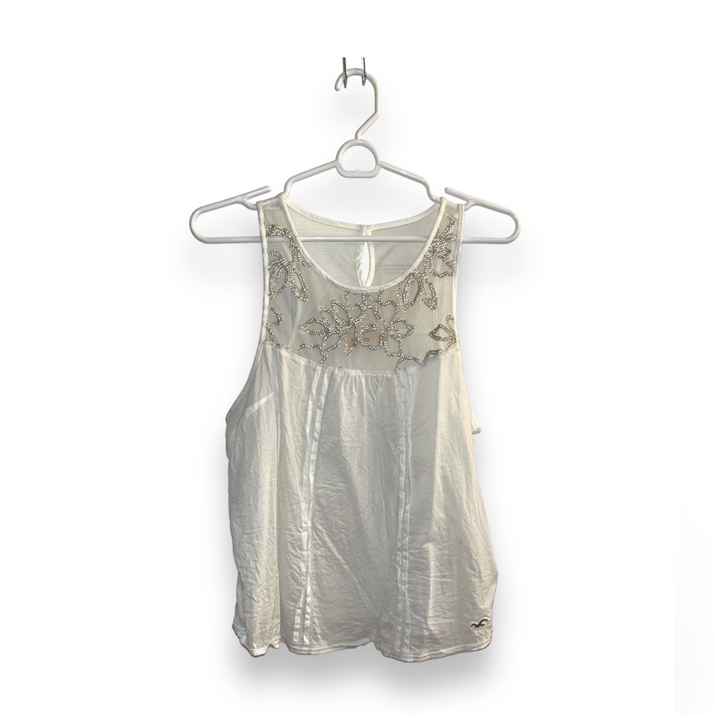 NWOT Hollister tank top with gray sequined embellishments across chest. Size: M